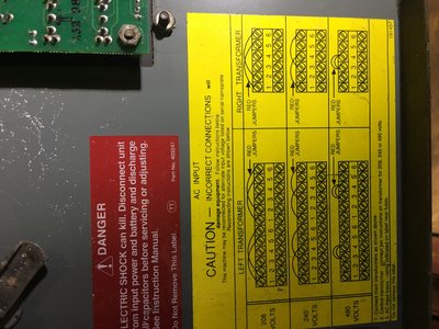 Hobart forklift battery charger internal wiring jumper schematics.